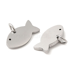 変色しない304ステンレススチールペンダント  丸カン付き  魚のチャーム  ステンレス鋼色  7.5x15x1.4mm  穴：3.2mm&nbsp;STAS-Z042-18P