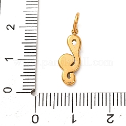 304ステンレススチールラインストーンペンダント  音符チャーム  18KGP本金メッキ  17x6.5x2mm  穴：4mm&nbsp;RB-CBA1537-04G