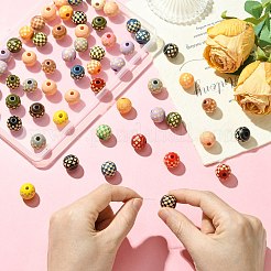 60個 2スタイル 木製ヨーロピアンビーズ  ラウンド  ミックスカラー  16x15mm  穴：4~4.5mm  30個/スタイル&nbsp;WOOD-CJ0002-57
