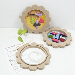 中密度ファイバーボード (MDF) 刺繍フープ  ゴムストリップと木の針付き  刺繍サークルクロスステッチフープ  縫製用  針仕事と diy 刺繍プロジェクト  花  195x15mm&nbsp;PW-WG83677-04