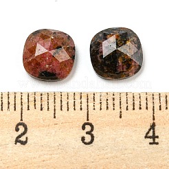 天然ロードナイトのカボション  多面カット正方形  8x8x4mm&nbsp;G-M431-01B