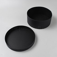 厚紙紙のギフトボックス  フラットラウンド  ブラック  20.4x8.05cm&nbsp;CON-WH0086-205