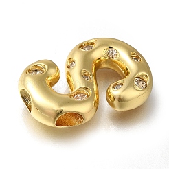 真鍮製キュービックジルコニアペンダント  文字S  文字S  24x16.5x6mm  穴：4mm&nbsp;X-KK-Q818-03S-G
