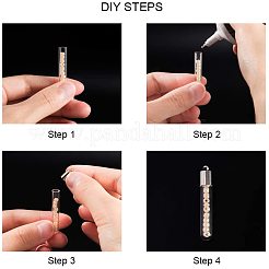 ガラスボトルペンダント  鉄製の蓋付き  プラチナ  34x6mm  穴：2mm  20個/箱&nbsp;GLAA-PH0007-48P