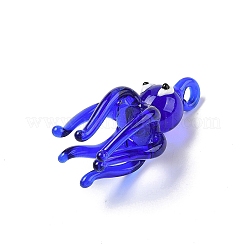 手作りランプワークペンダント  タコチャーム  ブルー  49x26x26.5mm  穴：3mm&nbsp;LAMP-R001-05D