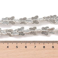 チベットスタイルの蝶合金ビーズ連売り  鉛フリー＆カドミウムフリー  アンティークシルバー  9x10.5x3mm  穴：2mm  約30個/連  8インチ&nbsp;TIBEB-O007-07-RS