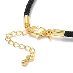 3mmナイロンミラノコードネックレスの作り方  真鍮製の金具と202個のステンレススチール製のロブスタークロウ留め金付き  ゴールドカラー  ラックめっき  長持ちメッキ  ブラック  17.83インチ（45.3cm）&nbsp;NJEW-H084-01G-38