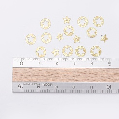 オーナメントアクセサリープラスチック製スパンコール/スパンコールビーズ  スターとフラットラウンド  ゴールド  6x0.1mm&nbsp;PVC-E001-02-LS01