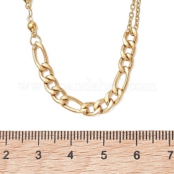 304ステンレススチール製グラデーションミックスチェーンネックレス  ゴールドカラー  15.83インチ（40.2cm）&nbsp;NJEW-JN05986
