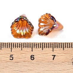 透明なアクリルビーズキャップ  ABカラー  花  チョコレート  12x11x9mm  穴：1.2mm&nbsp;OACR-G054-03N