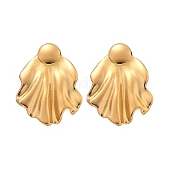 女性用304ステンレススチールスタッドピアス  葉  ゴールドカラー  35x26.5mm&nbsp;EJEW-K306-25G
