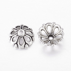 チベットスタイルの合金キャップ  カドミウムフリー＆ニッケルフリー＆鉛フリー  アンティークシルバー  14x6mm  穴：1.5mm&nbsp;K085M042