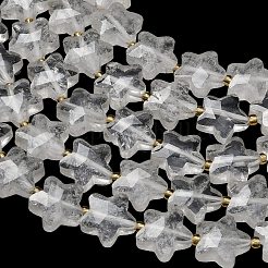天然石クオーツクリスタルビーズ連売り  水晶  スター  多面カット  シードビーズで  14~14.5x14.5~15x6~6.5mm  穴：1~1.2mm  約26個/連  14.96~15.63''（38~39.7センチメートル）&nbsp;G-L657-A07-01