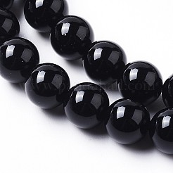 天然オニキスビーズ連売り  染め＆加熱  ラウンド  ブラック  8mm  穴：1.4mm  約48個/連  15インチ&nbsp;G-I261-B02-8mm