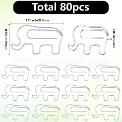 鉄製ペーパークリップ80個  象  プラチナ  19x32.5x1mm&nbsp;FIND-SP0004-77