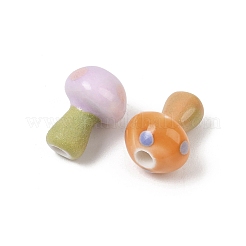 ハンドメイドの磁器セラミックビーズ  手描き  キノコ  ファミーユは磁器バラ  ミックスカラー  13x9.5mm  穴：2.5mm&nbsp;PORC-Z003-03