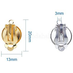 真鍮製のピアスパーツ  穴開けないイヤリング  ミックスカラー  19~20x12~13x11mm  穴：3mm&nbsp;KK-PH0034-37