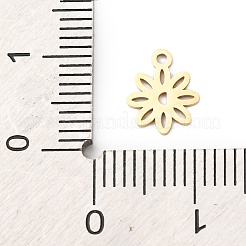 304ステンレススチールチャーム  花のチャーム  ゴールドカラー  9.5x7.5x0.7mm  穴：1mm&nbsp;STAS-A125-13B-G