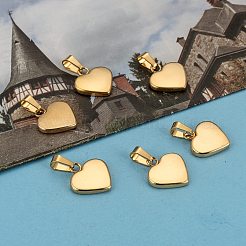 ファッショナブルな304ステンレススチールの刻印入りブランクタグペンダント  ハート  ゴールドカラー  17x16x3mm  穴：3.5x6mm&nbsp;X-STAS-J002A-01G