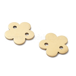 304ステンレススチールレーザーカットフラワーコネクタチャーム  イオンプレーティング（ip）  14KGP本金メッキ  15x15.5x1mm  穴：1.9mm&nbsp;STAS-M111-12G-03