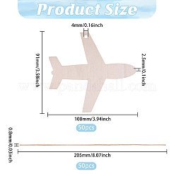 未完成の木製飛行機ペンダント50個  ジュート紐を使ったDIYクラフトオーナメント  ビスク  100x91x2.5mm  穴：4mm&nbsp;WOOD-WH0029-207