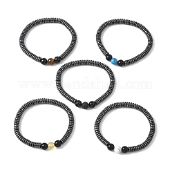 天然・合成混合宝石ビーズストレッチブレスレット（女性用）  ディスク  ビーズ：6~8.5mm  内径：2-1/4~2-3/8インチ（5.7~5.9cm）&nbsp;BJEW-JB12843