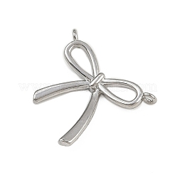 真鍮チャーム  蝶結び  プラチナ  15x17.5x2mm  穴：1mm&nbsp;LS-KK-S339-09P