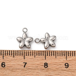 304ステンレススチールチャーム  花のチャーム  変色防止  ステンレス鋼色  10x8x3mm  穴：1.5mm&nbsp;STAS-L022-521P