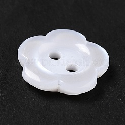 白い花の樹脂ボタン  染め  15x3mm  穴：1mm&nbsp;X-RESI-D031-15mm-01