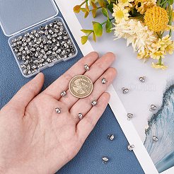304ステンレススチールチューブベイル100個  ループベイル  バレル  ステンレス鋼色  8x6.5x5mm  穴：2mm&nbsp;STAS-DC0010-79