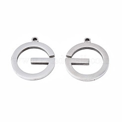 変色しない201ステンレススチールペンダント  文字g  ステンレス鋼色  20x18x1.5mm  穴：1.6mm&nbsp;STAS-N095-076