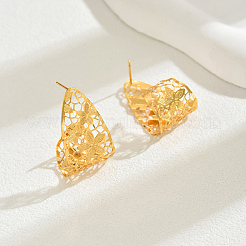 合金中空花スタッドピアス  ゴールドカラー  35x20mm&nbsp;GR6330