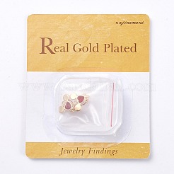 真鍮製チャーム  ガラスと  マウス  18KGP本金メッキ  レッド  12.5x13.5x4mm  穴：1.5mm&nbsp;X-KK-S350-396C