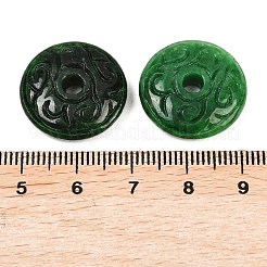 天然ミャンマー翡翠染めビーズ  彫刻された円盤  グリーン  19~20x4.5~5.5mm  穴：3.5mm&nbsp;G-D364-05