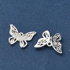 真鍮マイクロパヴェクリアキュービックジルコニアチャーム  蝶のチャーム  925銀メッキ  11x14.5x2.5mm  穴：1.2mm&nbsp;KK-C168-27S