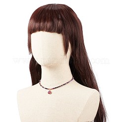 ラウンド ビーズ チェーン付きティアドロップ ペンダント ネックレス  女性のための天然白翡翠と縞瑪瑙ジュエリー  ミックスカラー  15.83インチ（40.2cm）&nbsp;NJEW-JN03921