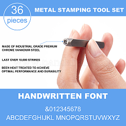 スチールスタンプ  文字a〜zと数字を含む  プラチナ  60x6x6mm&nbsp;AJEW-WH0143-28C