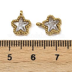 304ステンレススチールマイクロパヴェキュービックジルコニアチャーム  スター  ゴールドカラー  11x8.5x3.5mm  穴：1.5mm&nbsp;LS-STAS-K302-01A-G