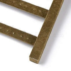 ベルベットのイヤリング ディスプレイ スタンドで覆われた 3 段の木材  イヤリング収納用のはしご型ジュエリーホルダー  砂茶色  29.4x6.85x28.1cm&nbsp;NDIS-Q027-04B