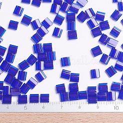MIYUKIティラビーズ  日本製シードビーズ  2穴  （tl151)透明コバルト  5x5x1.9mm  穴：0.8mm  約590個/50g&nbsp;SEED-X0054-TL151