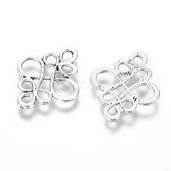 チベットスタイルのリンクコネクター  カドミウムフリー＆鉛フリー  中国結び  アンティークシルバー  22x18.5x1mm  穴：2.5x3mm&nbsp;TIBE-4876-AS-RS