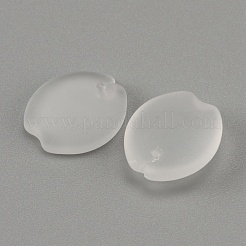 艶消しガラスチャーム  花びらのチャーム  ホワイト  15x12.8x4mm  穴：1.2mm&nbsp;GLAA-WH0033-23