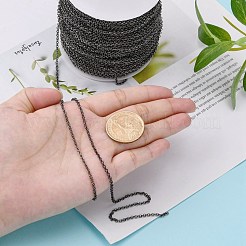 アイアン製ローロチェーン  ベルチャーチェーン  スプールで  溶接されていない  無鉛の  ガンメタ色  2x1mm  約328.08フィート（100m）/ロール&nbsp;CH-S066-B-LF