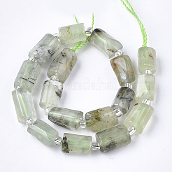 天然石プレナイトビーズ連売り  多面カット  コラム  8~11x6~8x5~7mm  穴：1mm  約15~17個/連  7.28~7.48インチ&nbsp;X-G-S345-8x11-007