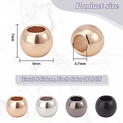 80個 4色合金ヨーロピアンビーズ  大穴ビーズ  ロンデル  ミックスカラー  9x7mm  穴：4.7mm  20個/カラー&nbsp;FIND-PH0017-90