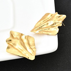 304ステンレススチール菱形スタッドピアス  PVD真空メッキ  折りたたみチャーム  18KGP本金メッキ  35.5x29.5mm&nbsp;EJEW-P312-02G