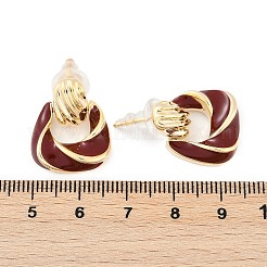 真鍮エナメルスタッドピアス  925つのスターリングシルバーピン付き  台形  18KGP本金メッキ  22x17mm&nbsp;EJEW-P301-08G