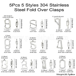10個 10スタイル 304ステンレススチールキーチェーン留め具  ステンレス鋼色  数  混合図形  22.5~24.5x11.5~13.5x5mm  1個/スタイル&nbsp;FIND-CJ0002-80