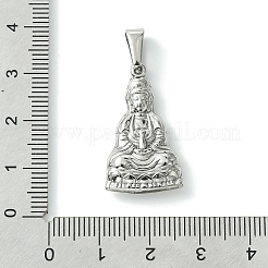 変色しない304ステンレススチールペンダント  観音菩薩のチャーム  ステンレス鋼色  28x16x4mm  穴：7x3mm&nbsp;STAS-L275-16P