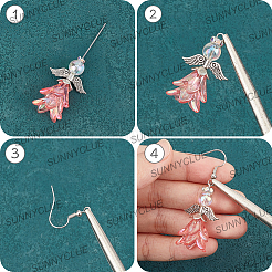 天使のアクリル＆合金ビーズを使ったDIYダングルイヤリング作りキット  ミックスカラー  7x23x3mm  穴：1.5mm&nbsp;DIY-SC0027-17